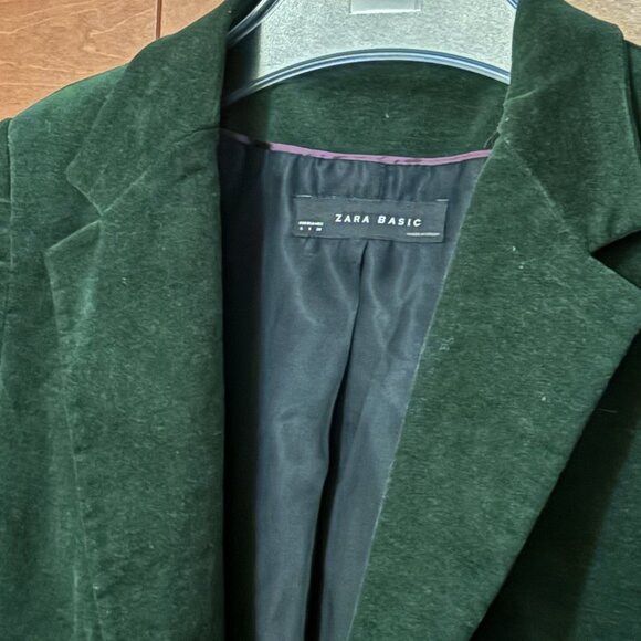 Zara Woman Sz 10 Corduroy Tailored Jacket Green - Picture 5 of 8